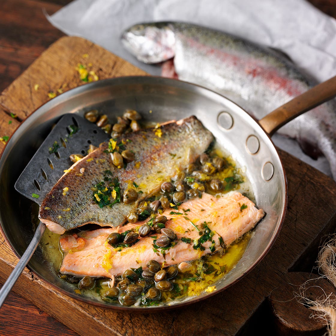 Rainbow trout with lemony caper butter