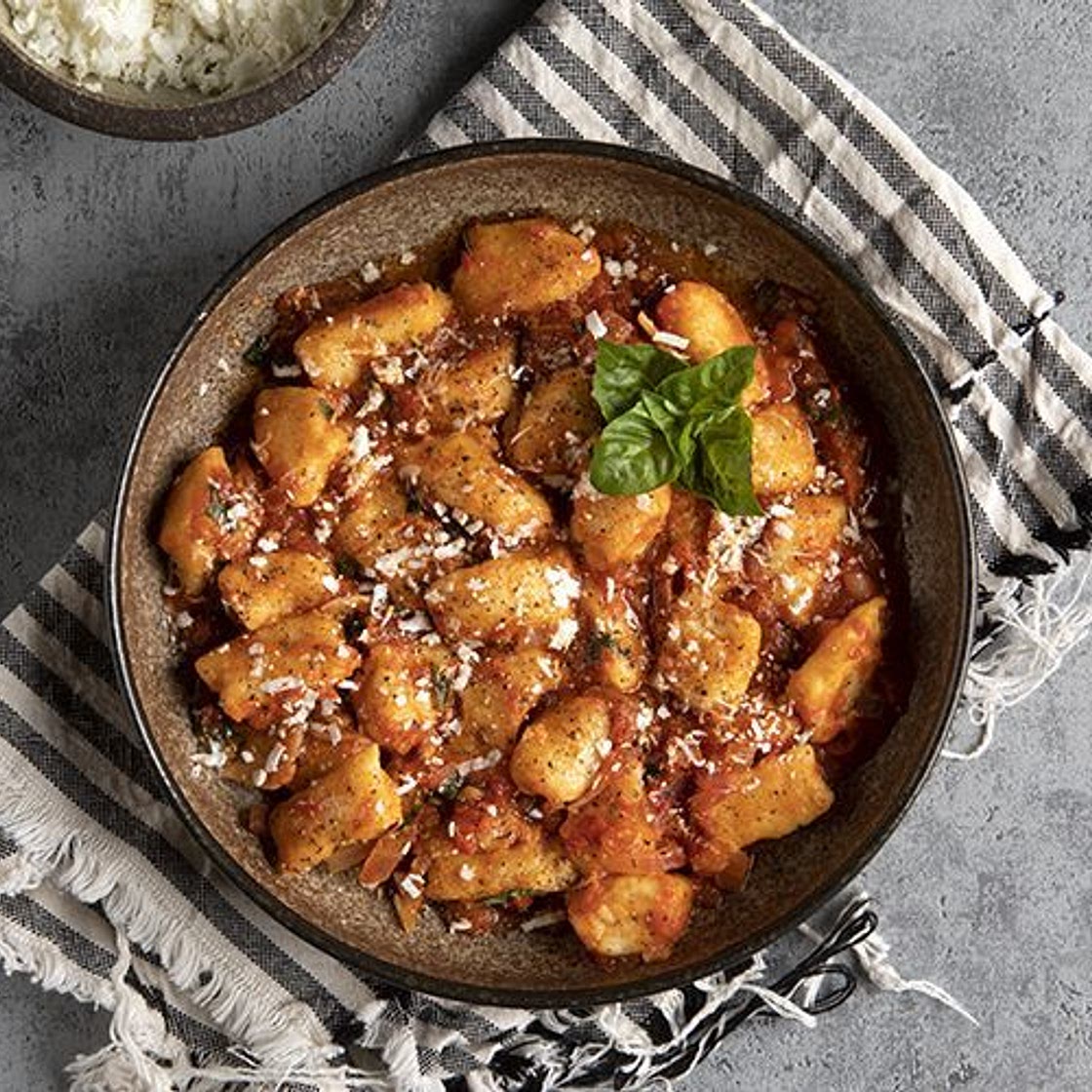 Homemade gnocchi with tomato sauce
