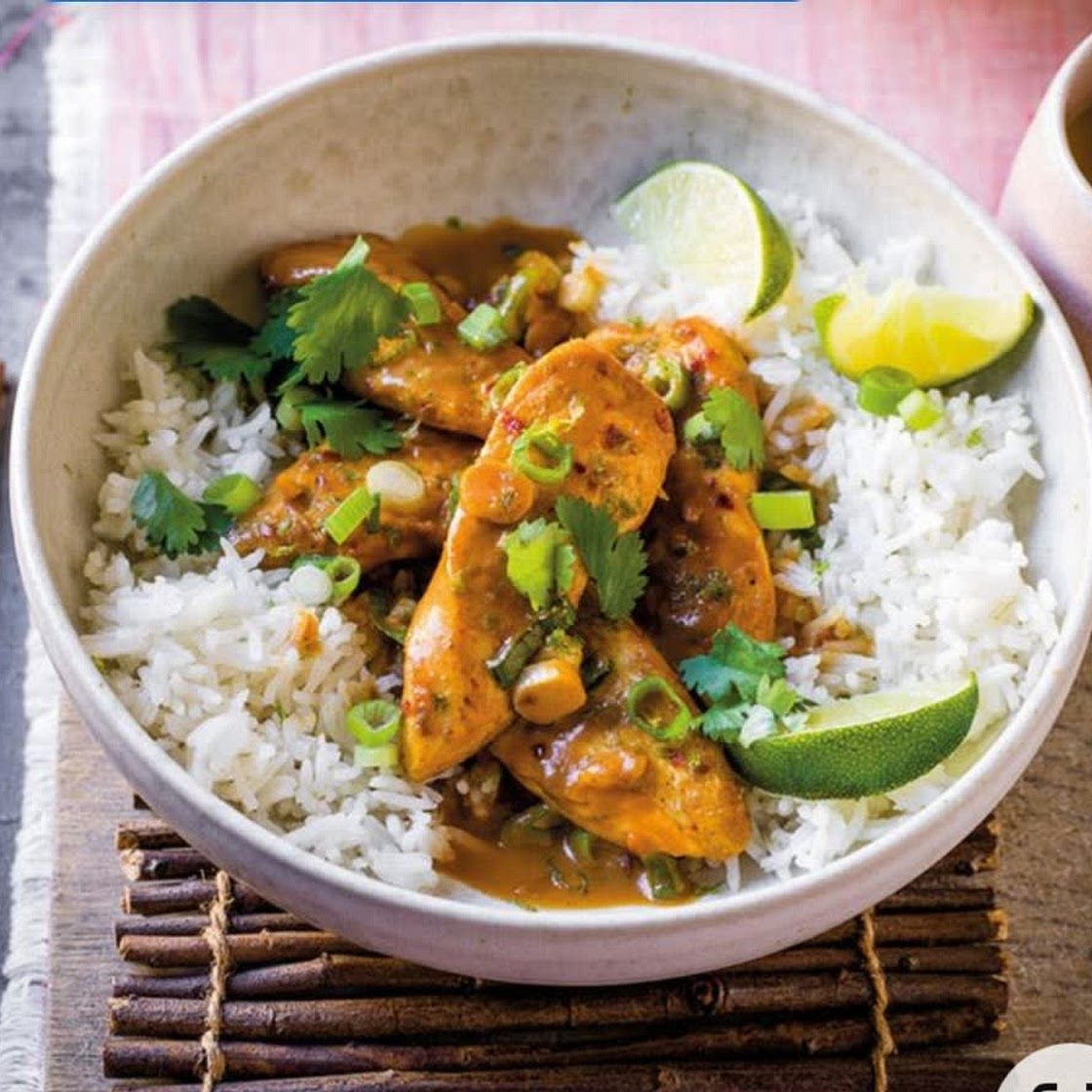 WW Cremiges Erdnuss-Hähnchen mit Reis