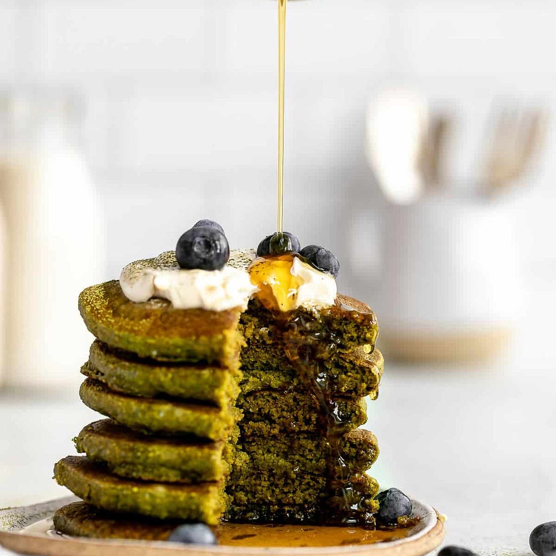 Oat Flour Matcha Pancakes