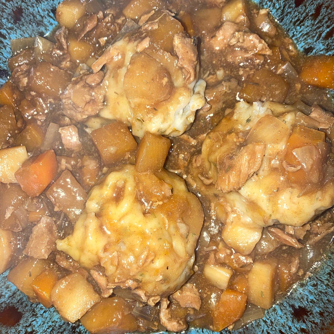 Beef stew and dumplings for the slow cooker