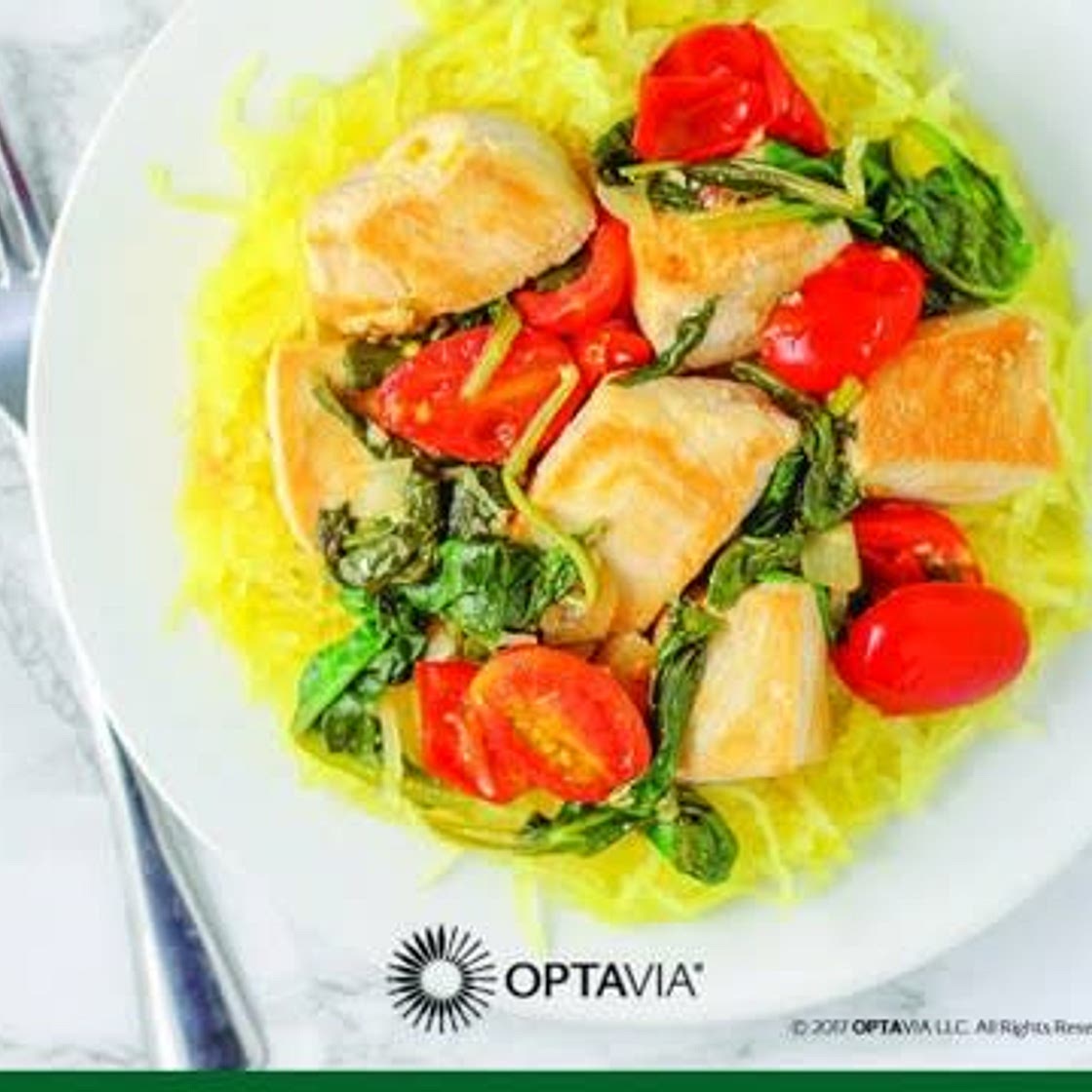 Lemon Chicken Spaghetti Squash with Spinach & Tomatoes