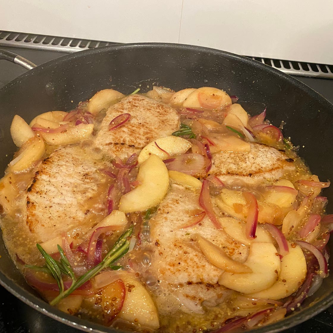 One Pan Pork Chops with Apples and Onions