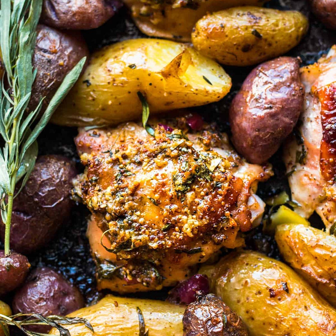 Honey Mustard Chicken Thighs Sheet Pan Meal
