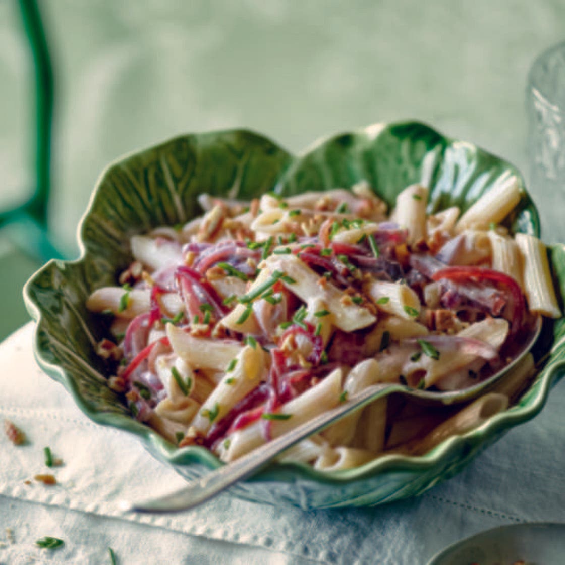 Penne Pasta with Red Onions and Goat's Cheese