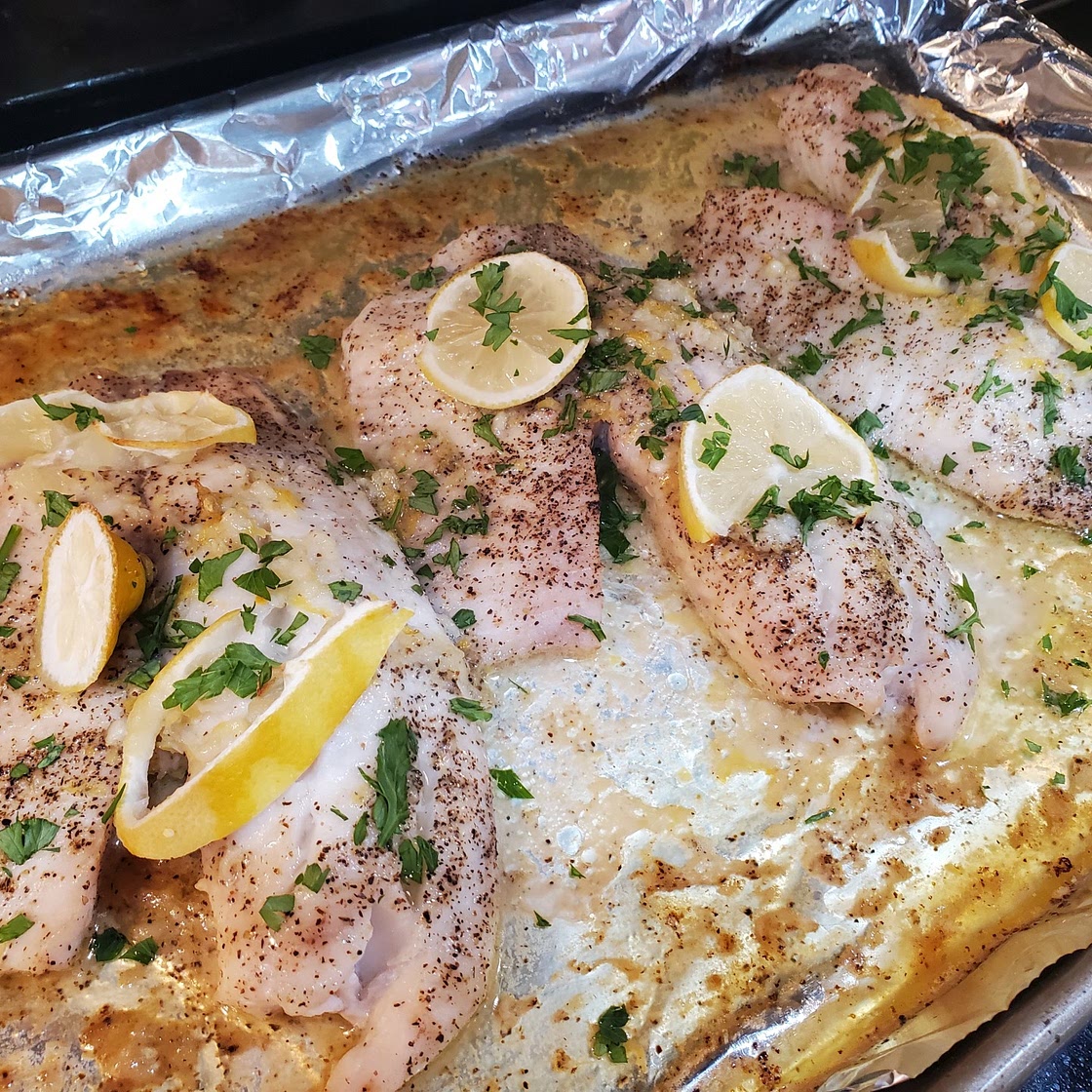 Garlicky Lemon Baked Tilapia