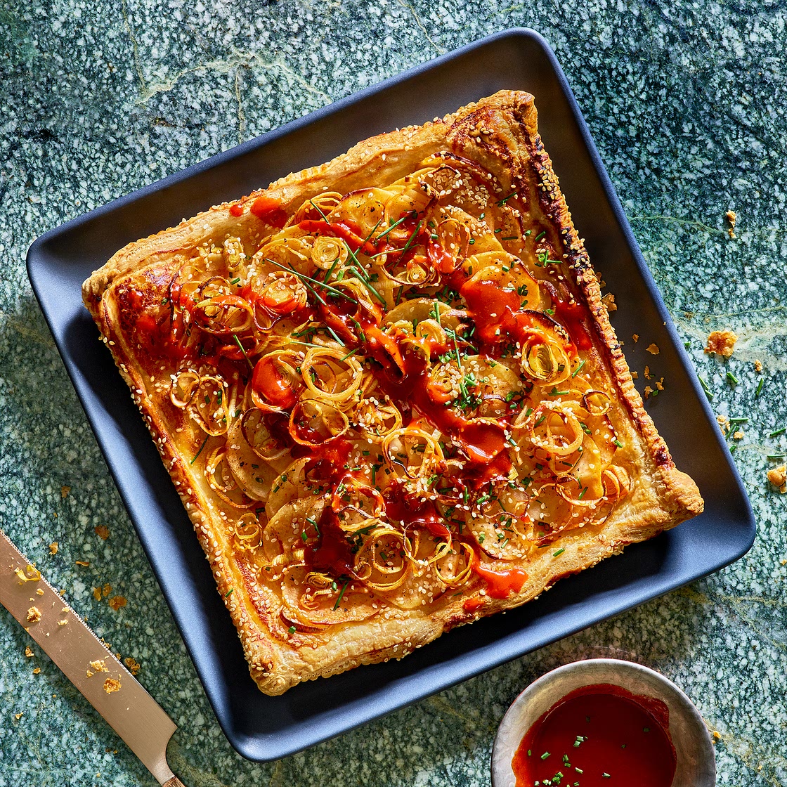 Potato-Leek Tart with Gochujang & Honey