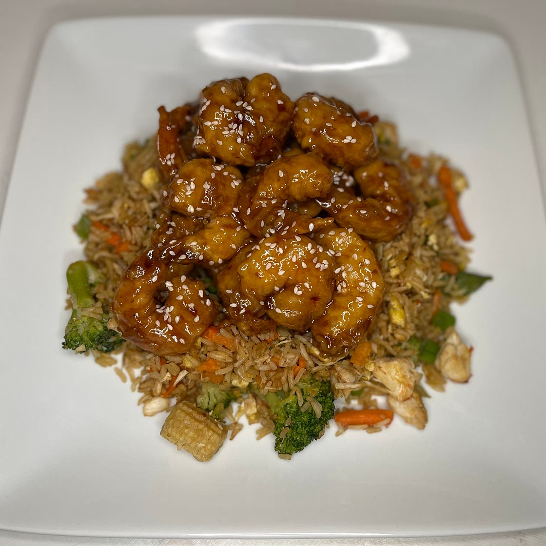 General Tso Shrimp w/ Crab fried rice