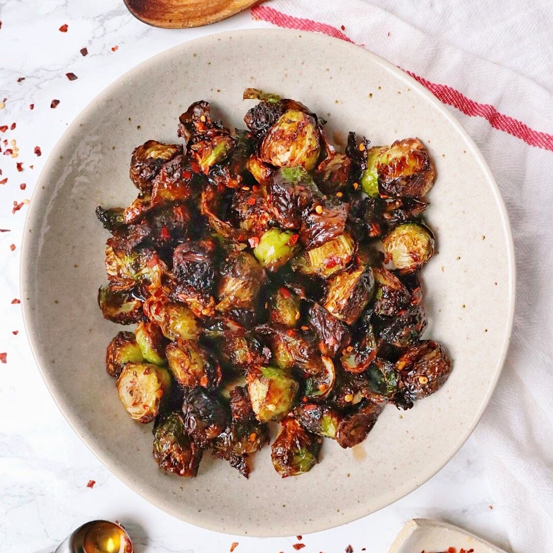 Honey Balsamic Glazed Air Fried Brussels Sprouts — The Slim Situ