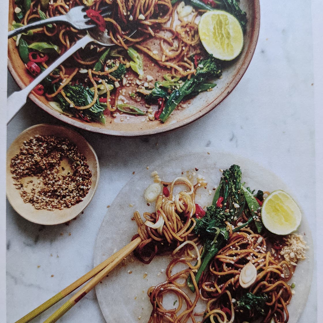 Pad thai jay with lime and sesame