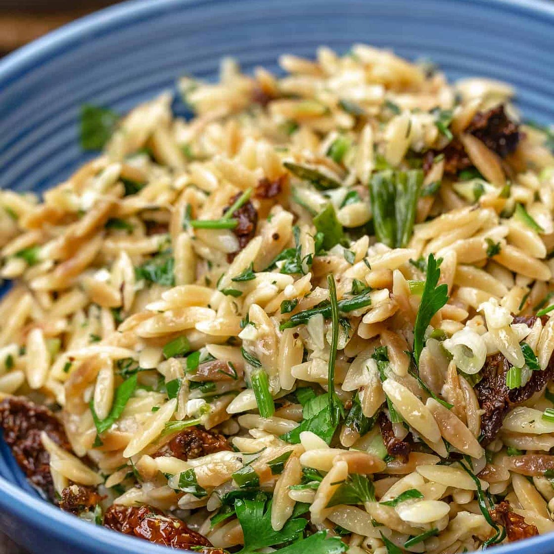 Mediterranean-Style Toasted Orzo with Parmesan and Sundried Tomatoes