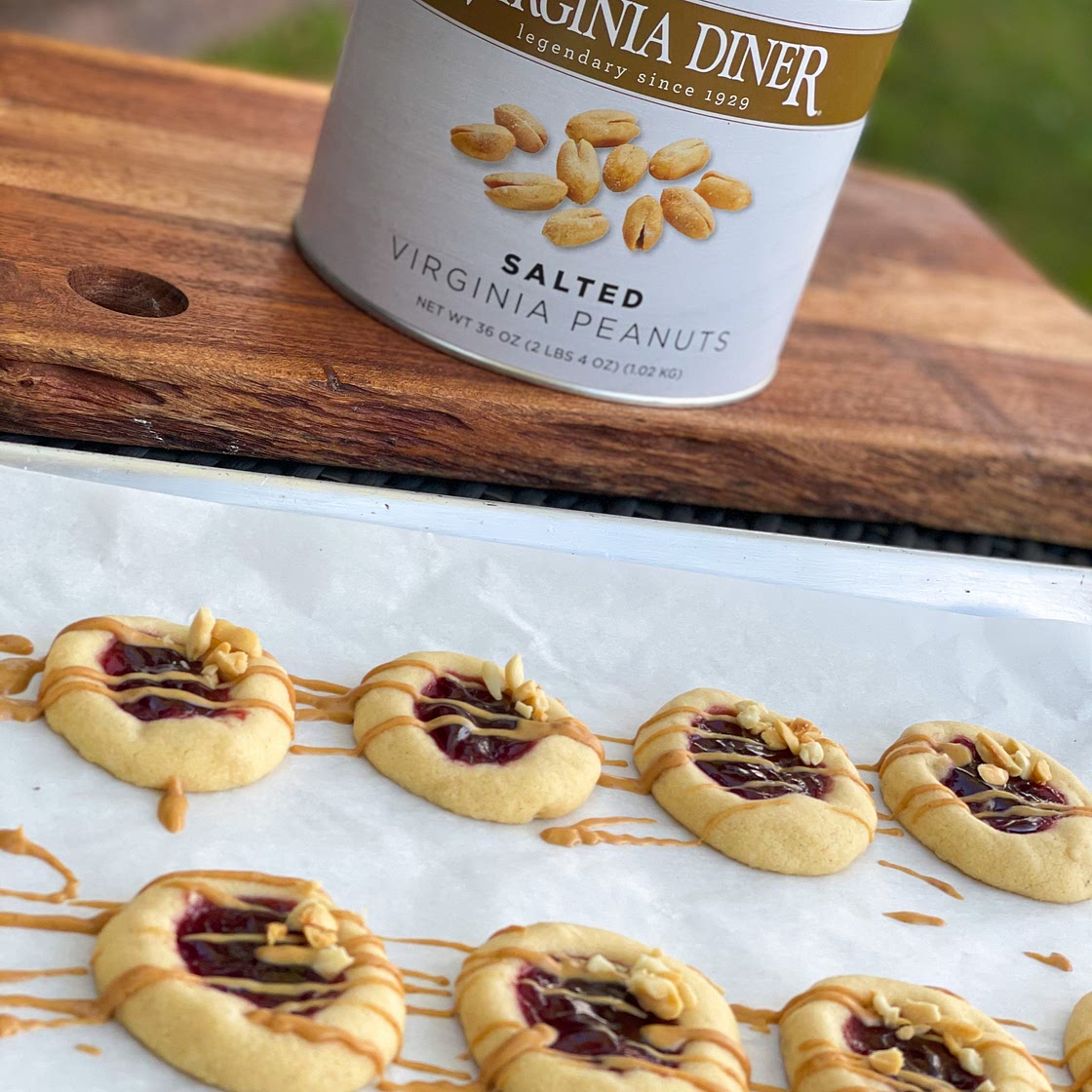 Peanut butter and jam thumbprint cookies 