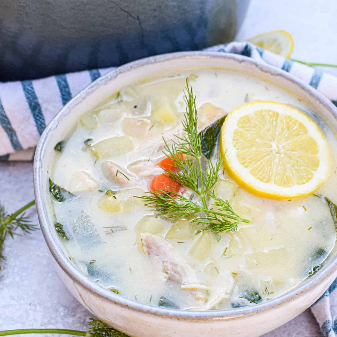 Greek Lemon Chicken Soup {Dairy Free I Gluten Free I Whole30}