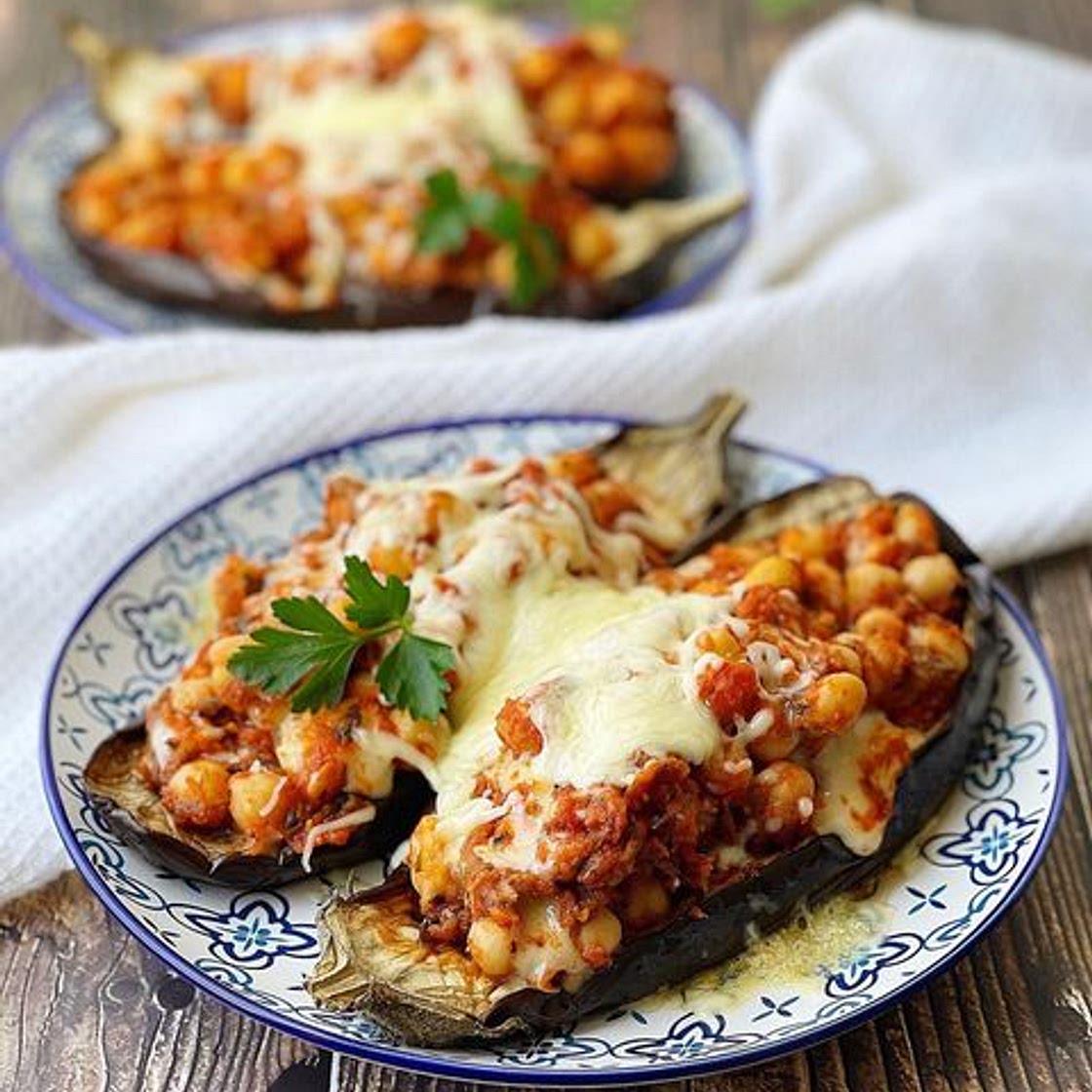 🍆 BERENJENAS RELLENAS DE BOLOÑESA DE GARBANZOS