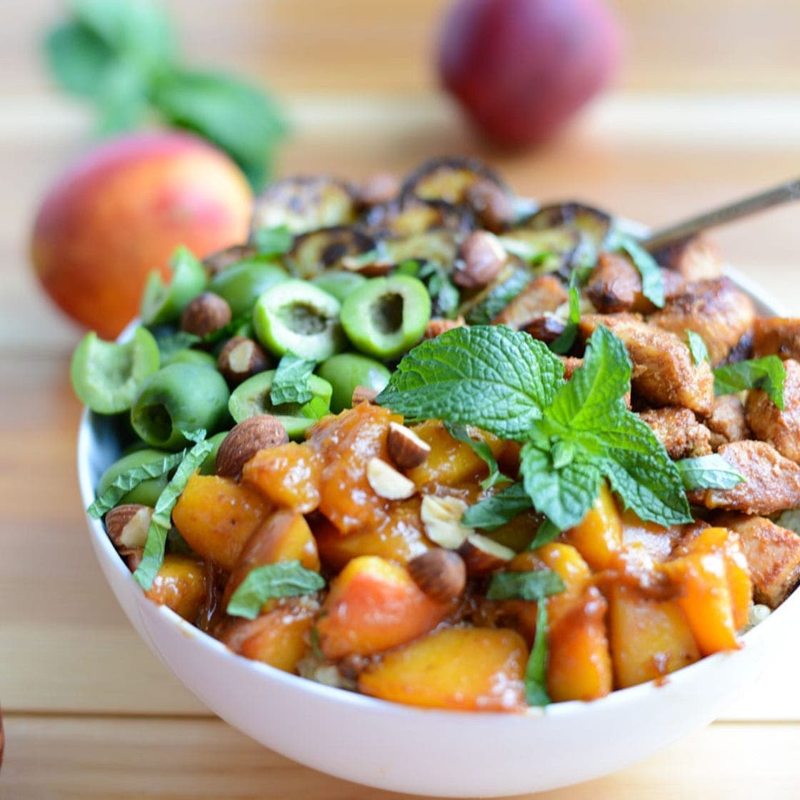 Moroccan Chicken Bowls with Nectarine Sauce