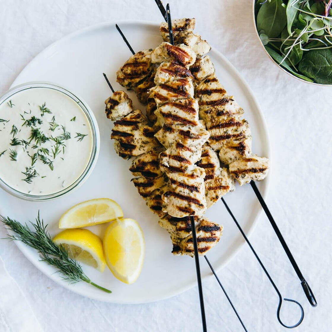 Grilled Chicken Souvlaki with Dairy-Free Tzatziki