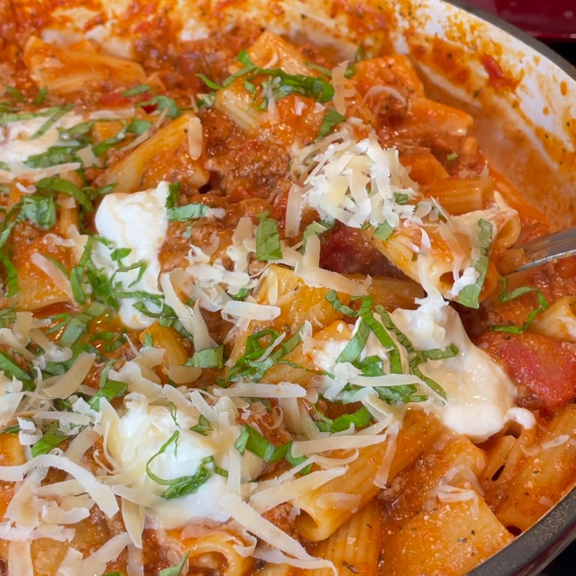Burrata & Meat Sauce Rigatoni