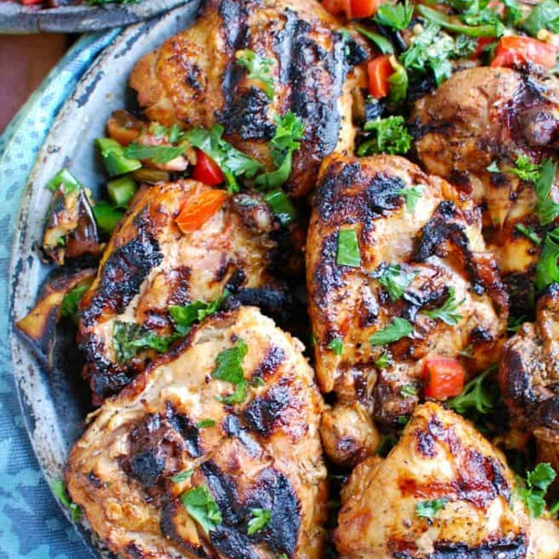 Shish Taouk Chicken Thighs with Garlic Yogurt Sauce