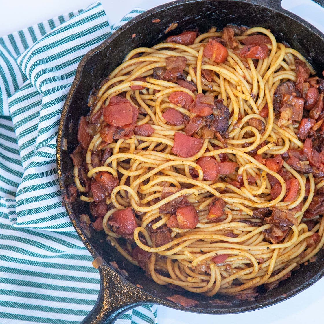 Spaghetti with Bacon and Tomatoes (Spaghetti Red)