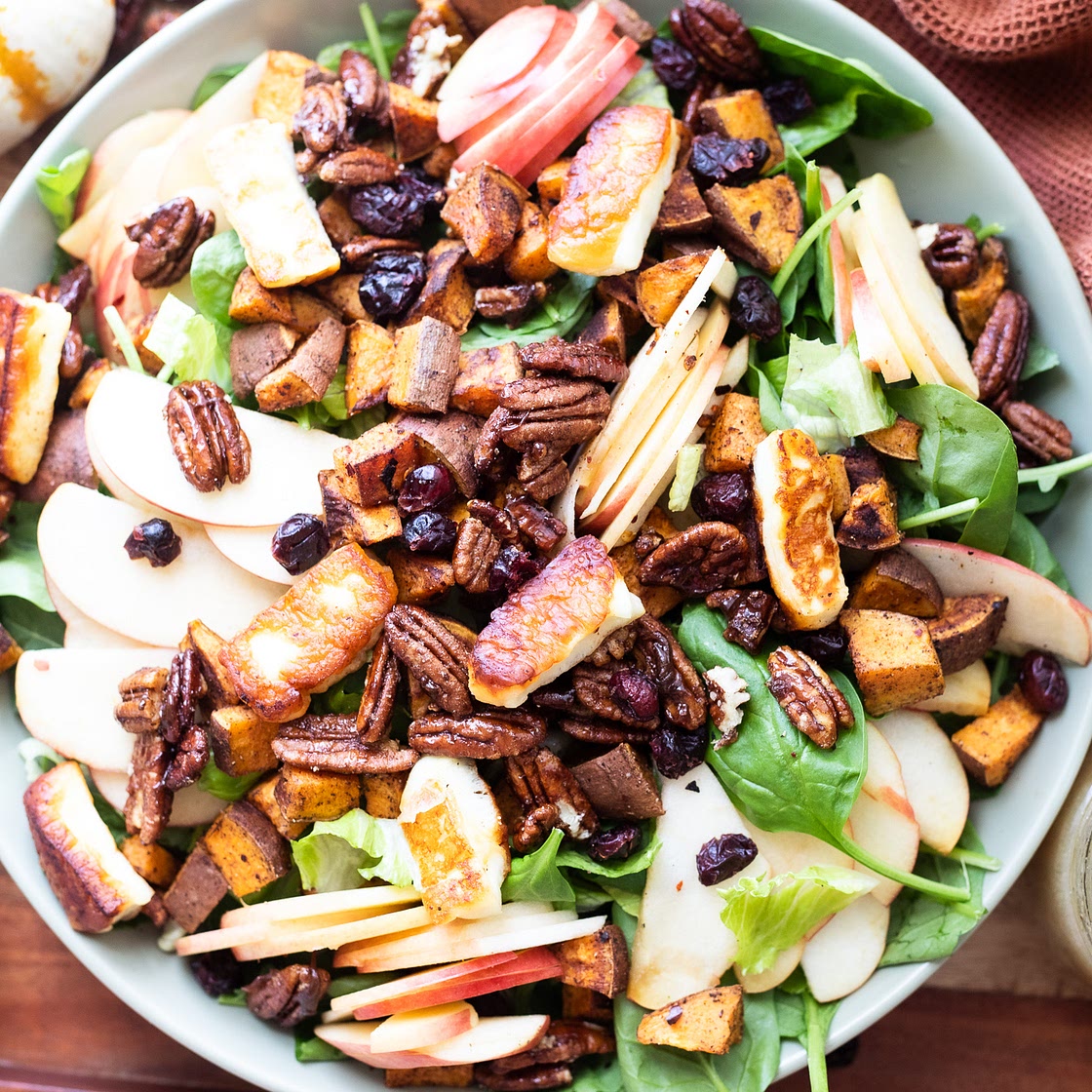 Sweet Potato, Apple, and Halloumi Cheese Fall Harvest Salad