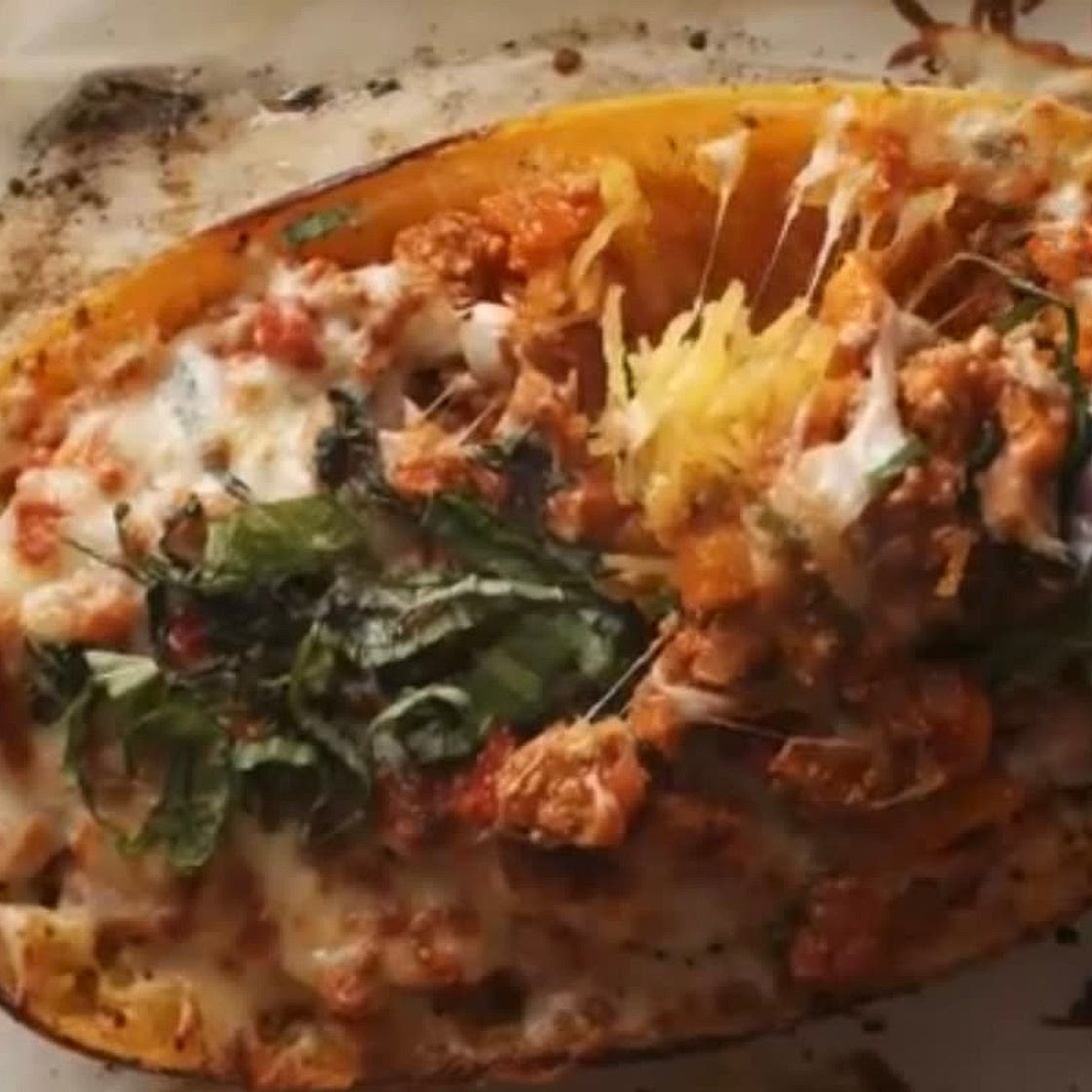 Spaghetti Squash with marinara & ground turkey