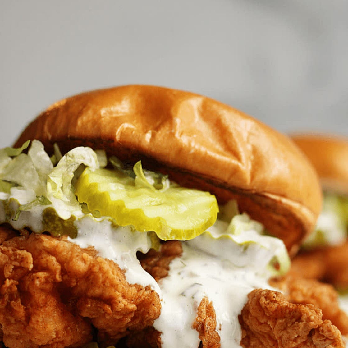 Sadie’s Fried Chicken Burgers (+chipotle sauce)