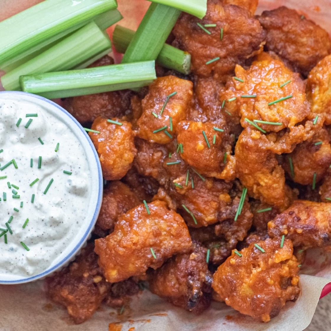 Buffalo Chicken Nuggets with Blue Cheese Dressing
