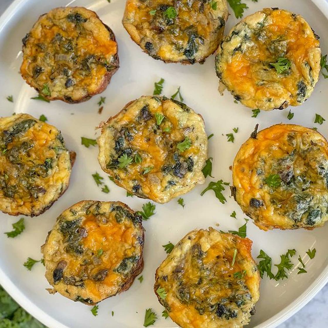 Kale and portobello mushroom egg bites