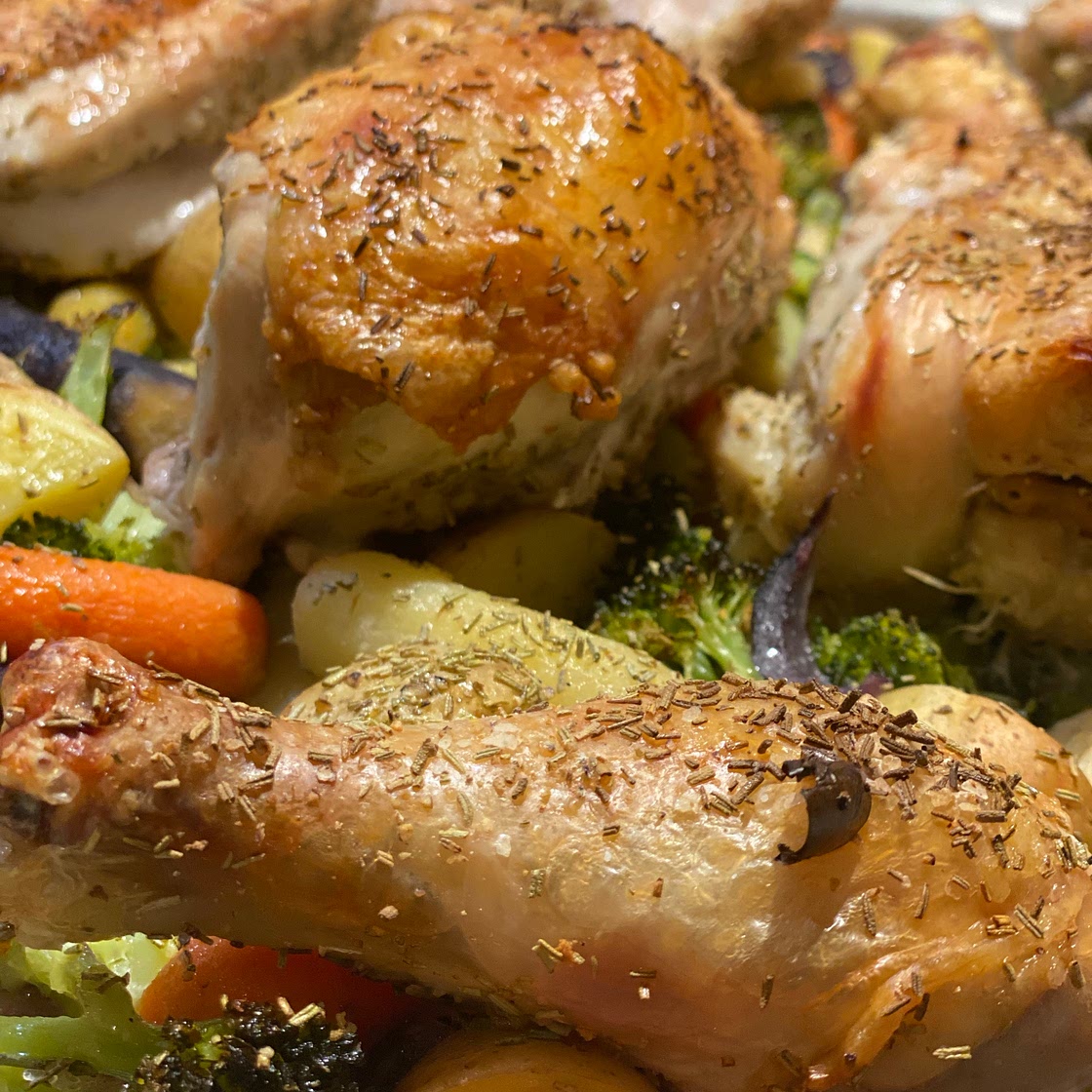 One Pan Simple Baked Chicken and Veggies