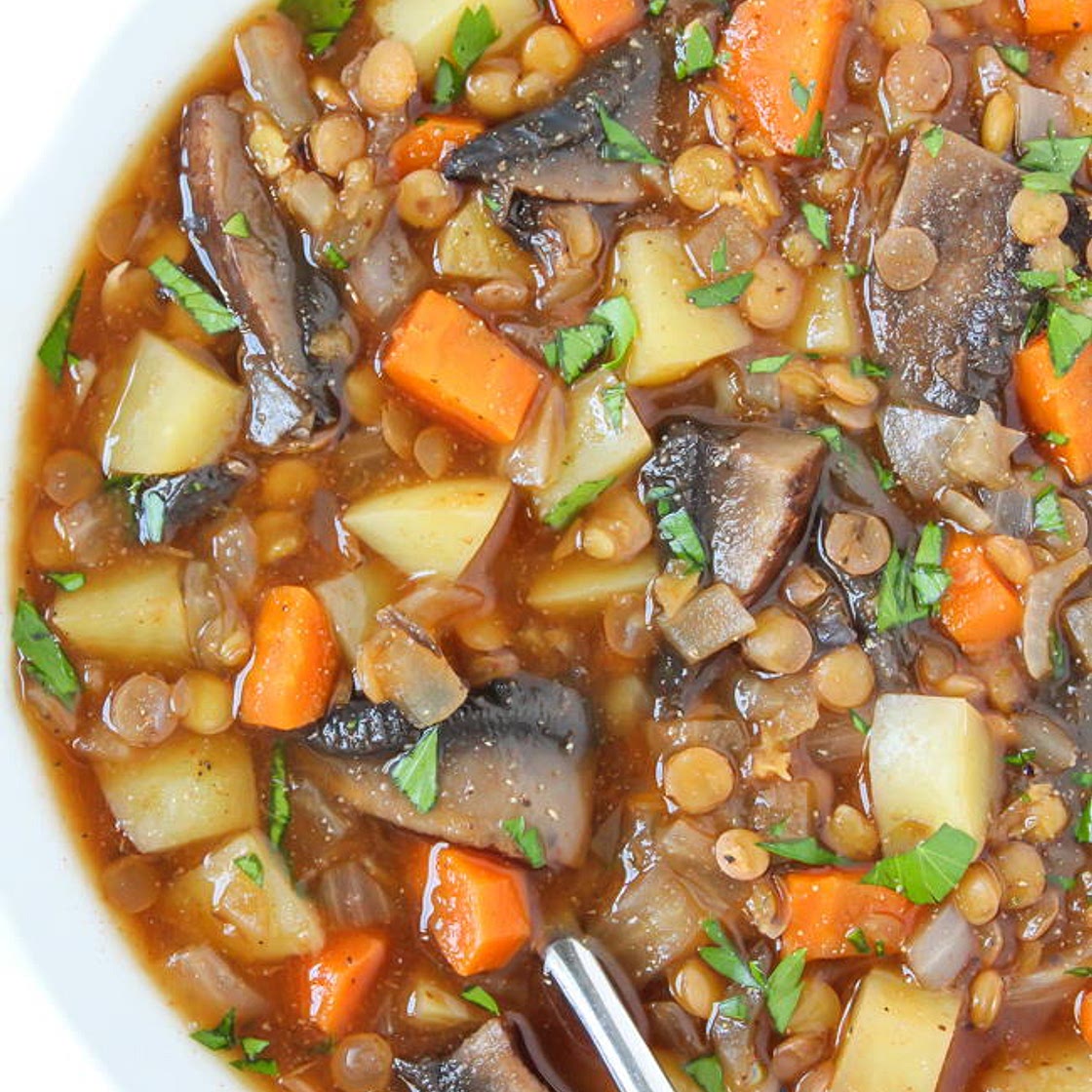 Portobello Mushroom & Potato Stew with Lentils