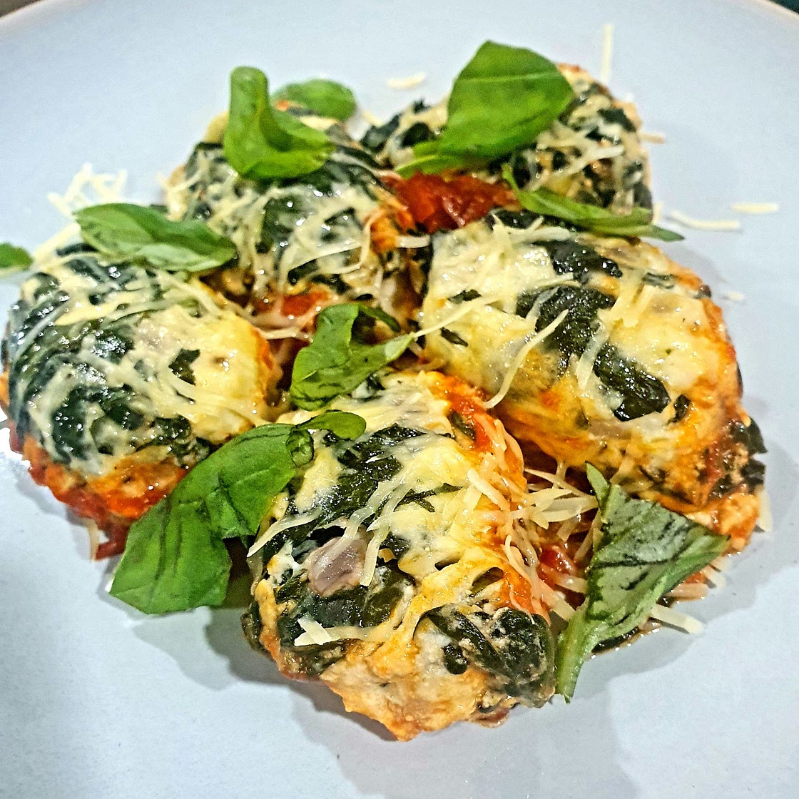 Malfatti (Italian Spinach Ricotta Dumplings in Napoli Sauce)