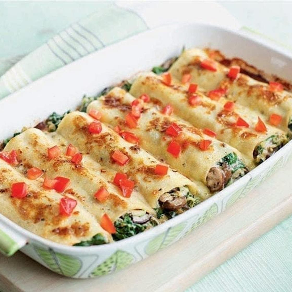 Courgette and mushroom cannelloni