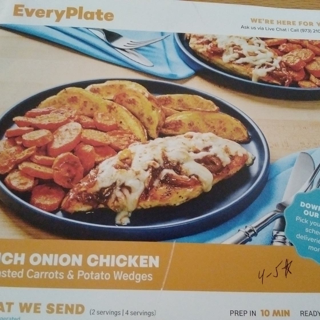 French Onion Chicken with Potato Wedges & Roasted Carrots