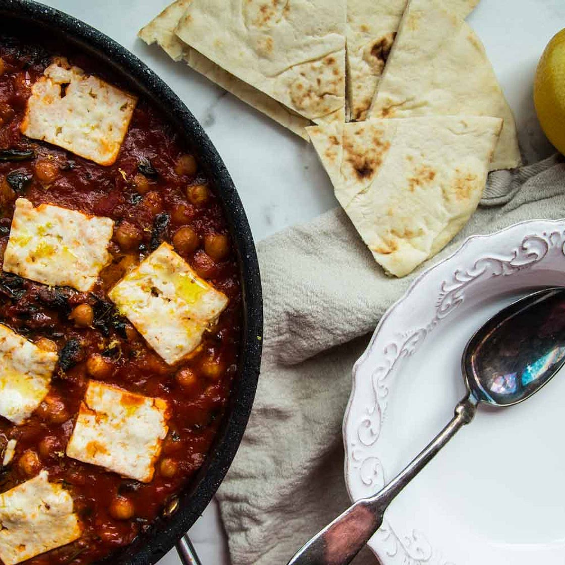 Casserole de pois chiches et feta » Cinq Fourchettes