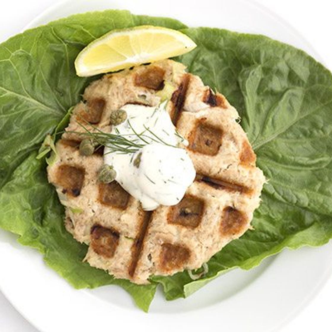 Waffled Tuna Cakes with Lemon Dill Aioli