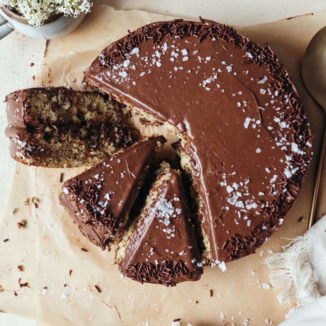 Coconut Banana Cake with Chocolate Frosting