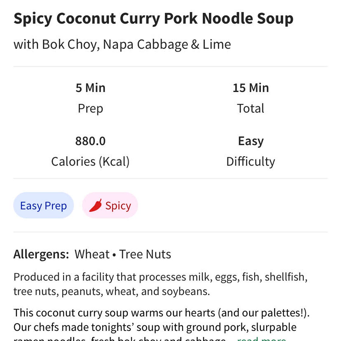 Hello Fresh Coconut Curry