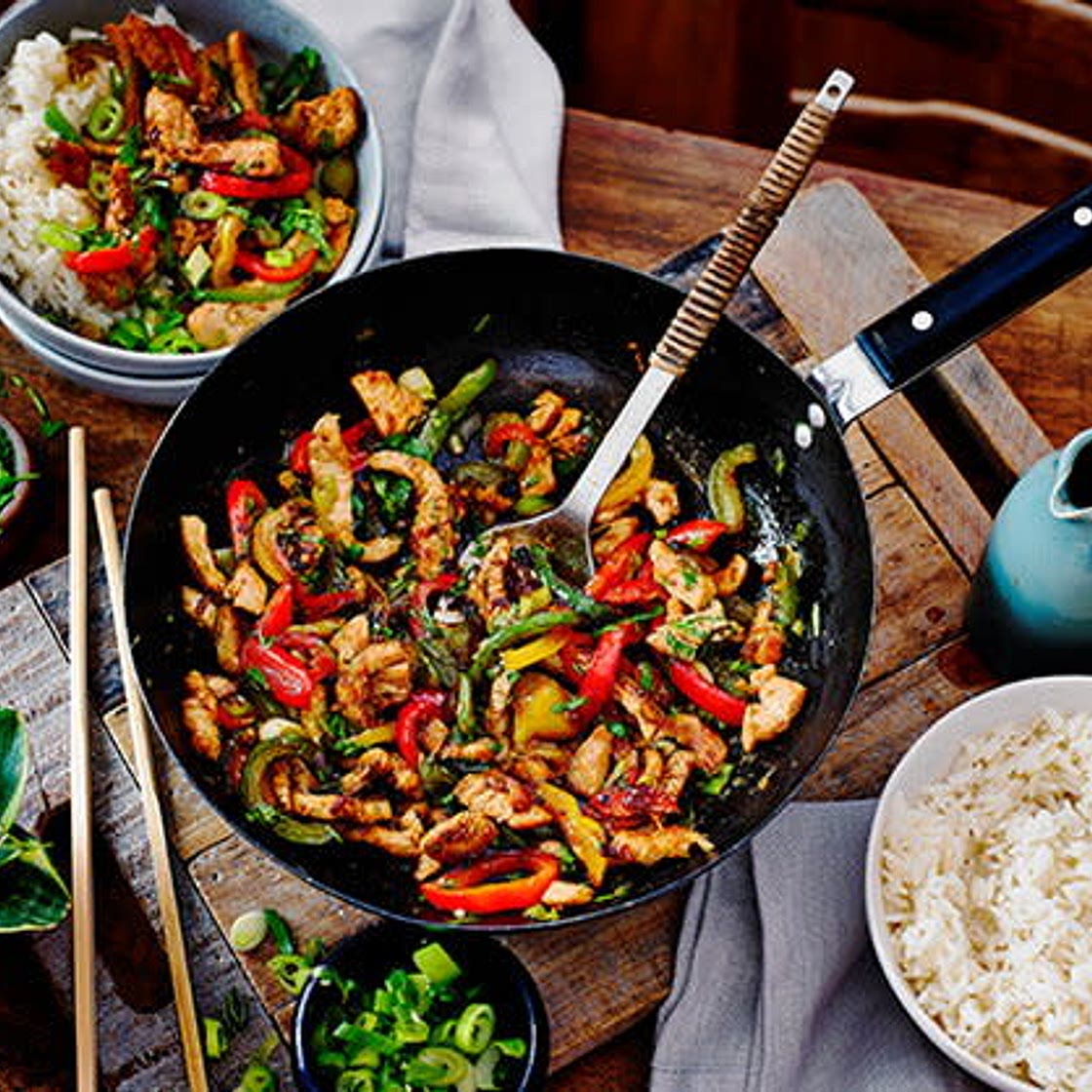 Turkey and peppers stir-fry