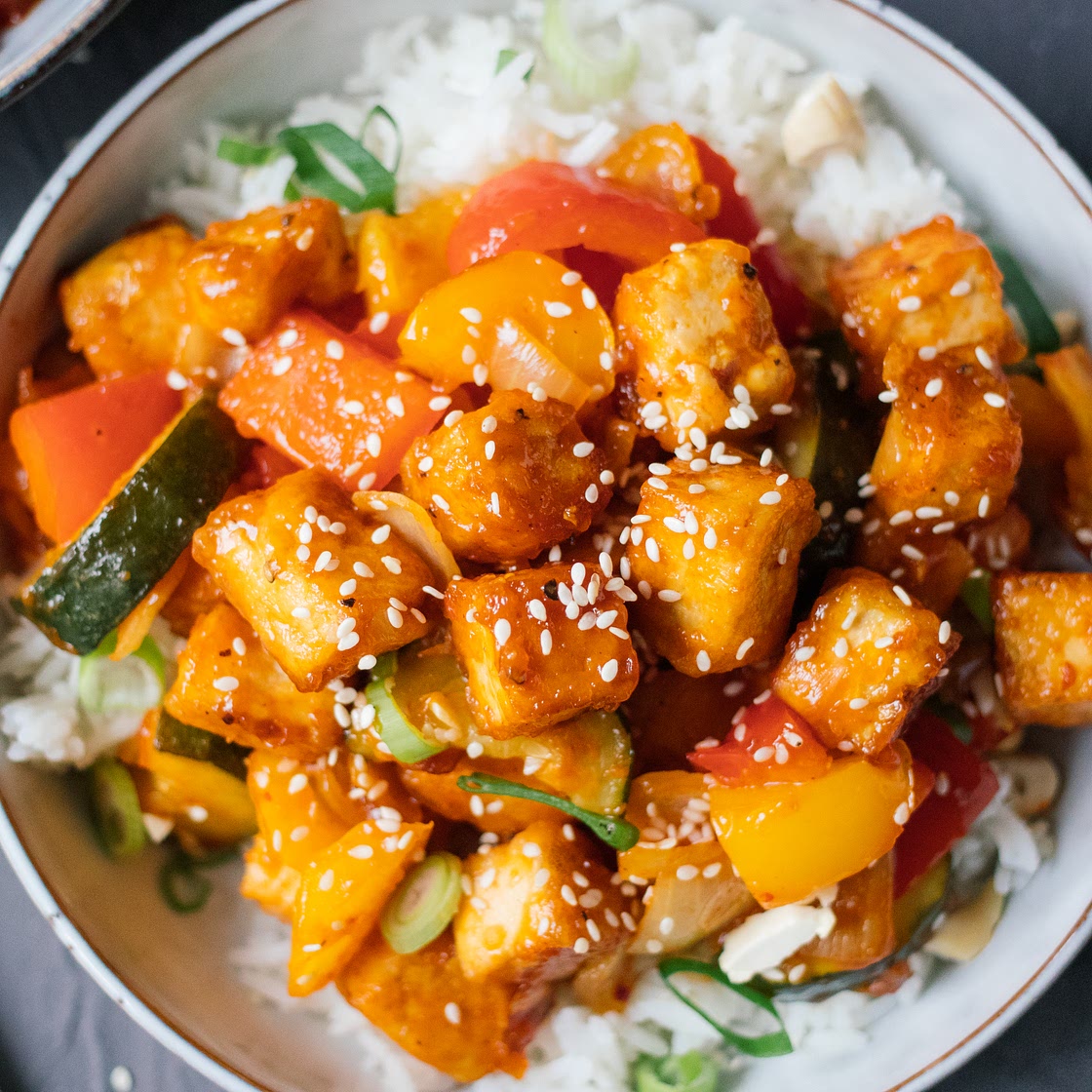 Tofu süß-sauer mit Reis