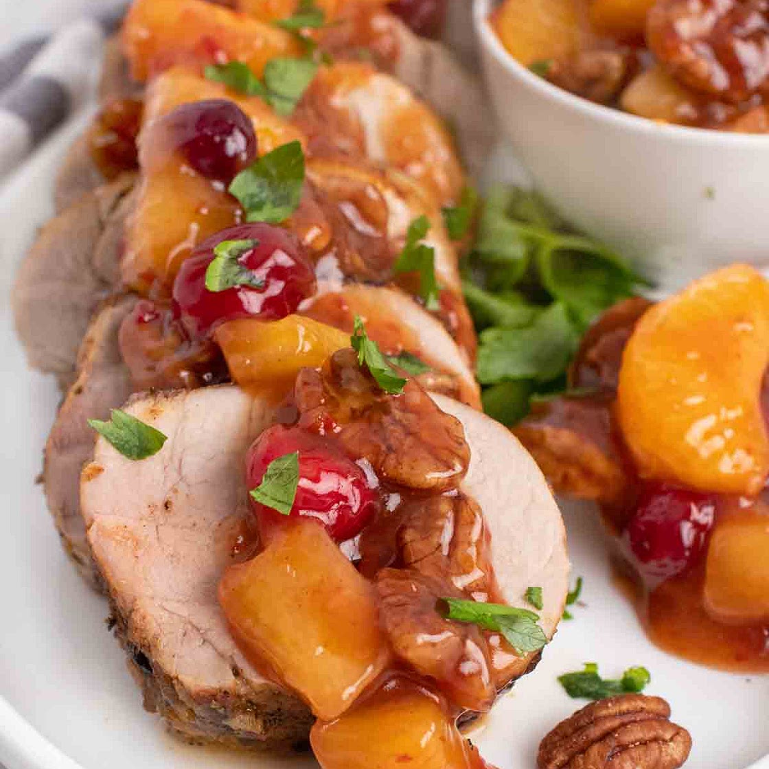 Peppered Pork Tenderloin with a Pecan-Chili Fruit Sauce
