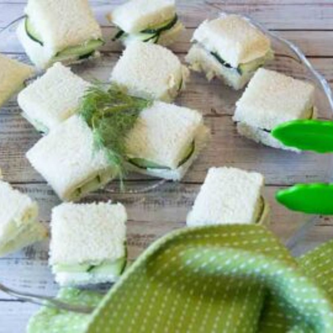 Cucumber Tea Sandwiches with fresh green onion