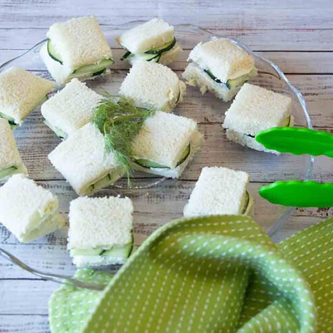 Cucumber Tea Sandwiches with fresh green onion