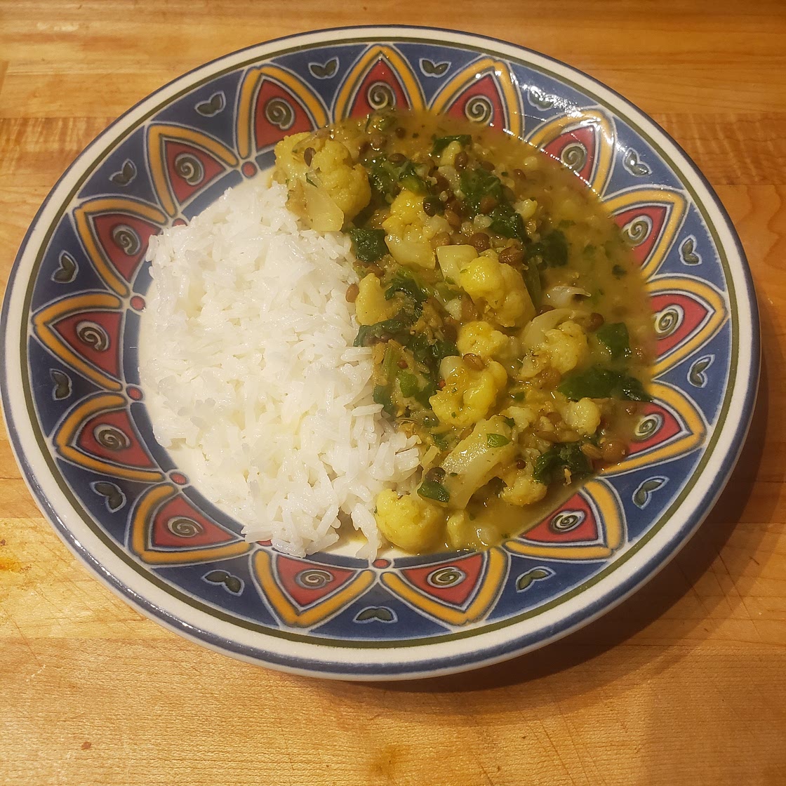 Golden Cauliflower Dal with Spinach and Coconut