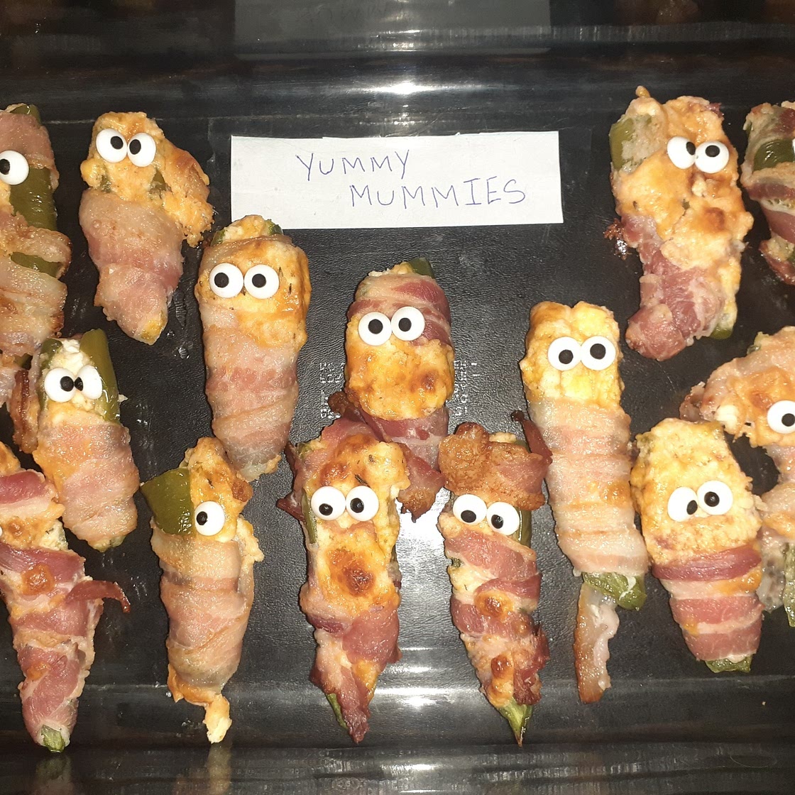 bacon wrapped jalapeno popper mummies