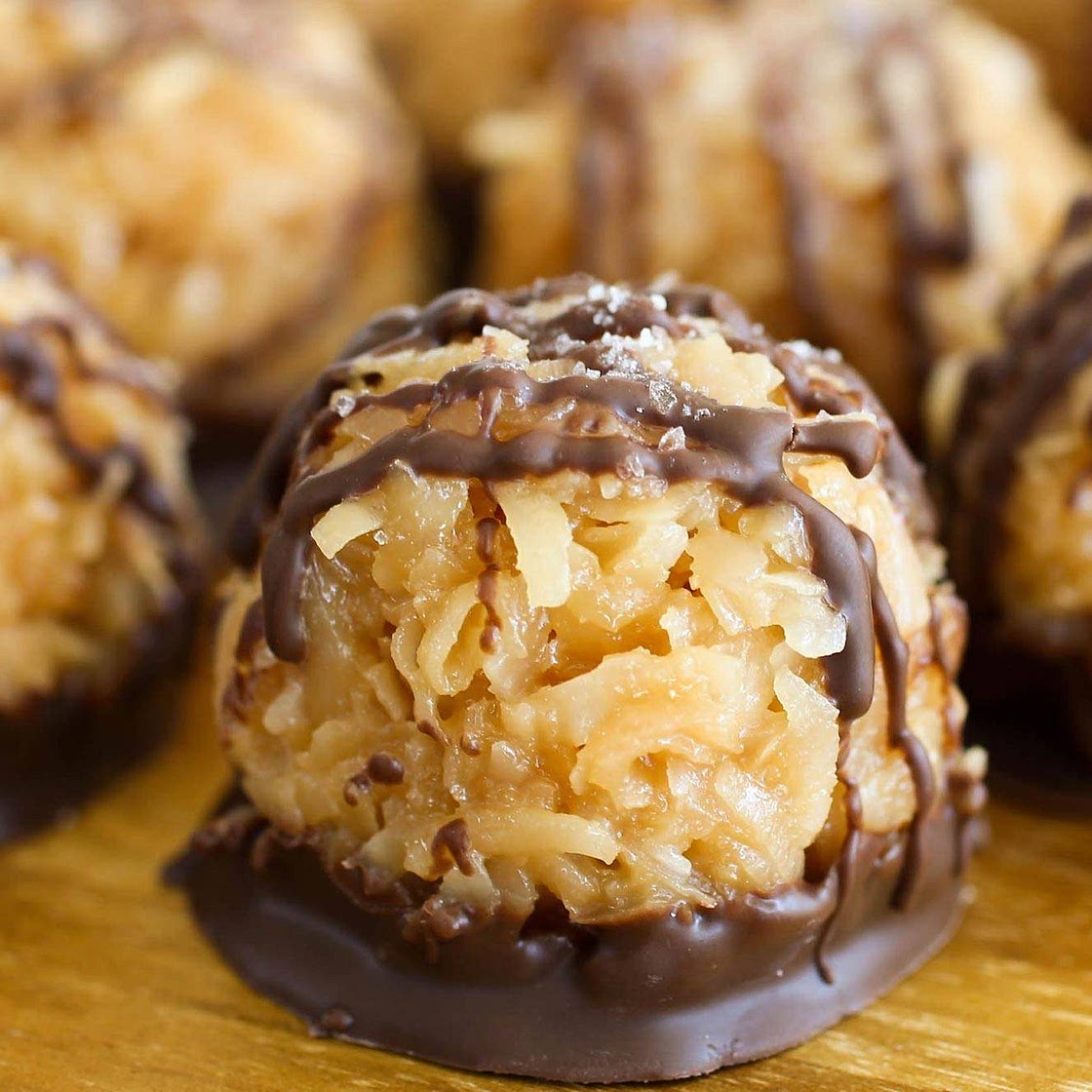 No Bake Salted Caramel Coconut Macaroons