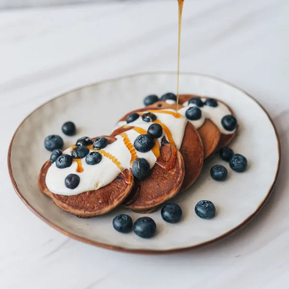 High Protein Blueberry Pancakes