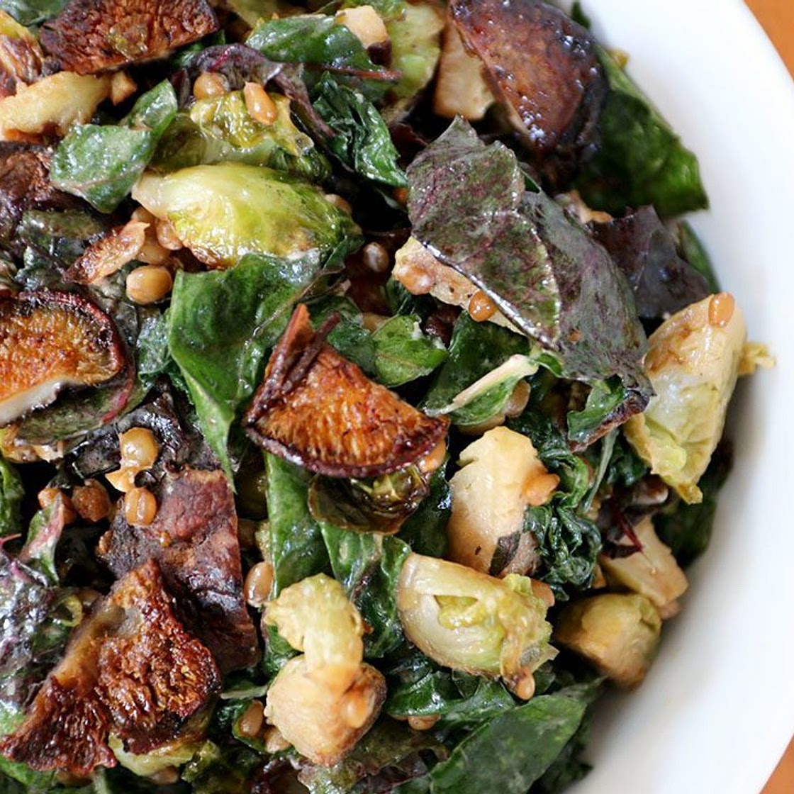 Three-Green & Wheat Berry Salad with Mushroom “Bacon”
