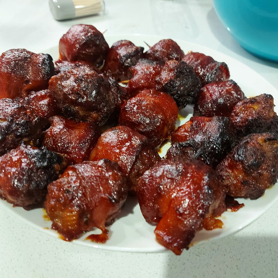 BBQ bacon wrapped meatballs