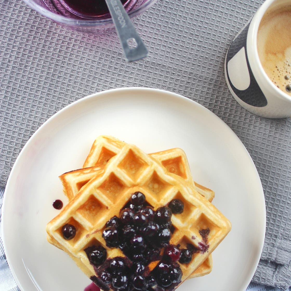 Waffles with Simple Blueberry Compote
