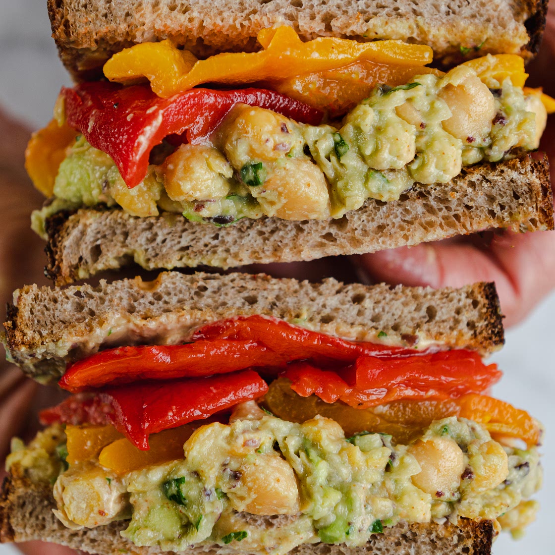 Smashed Chickpea Avocado Sandwich with Nori
